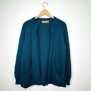 Peruvian Link Alpaca Collection Women’s Teal Blue Open Front Long Sleeve Cardiga
